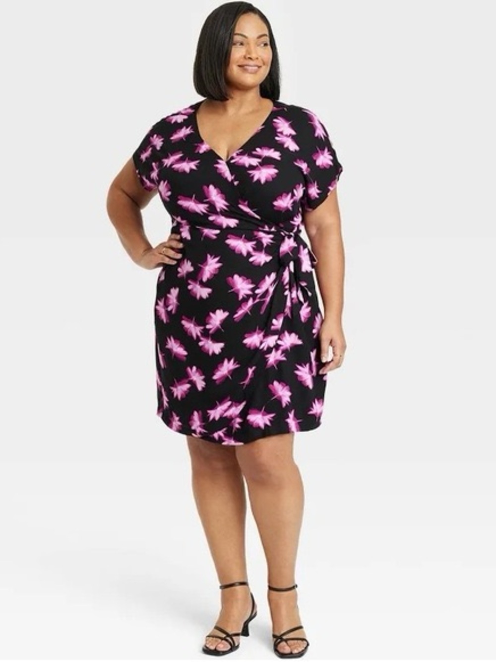 NWT Ava & Viv Purple Floral Wrap Dress
